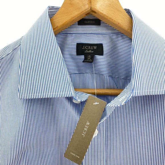 J. Crew Striped Blue Formal Button Up Shirt NWT - Picture 3 of 5